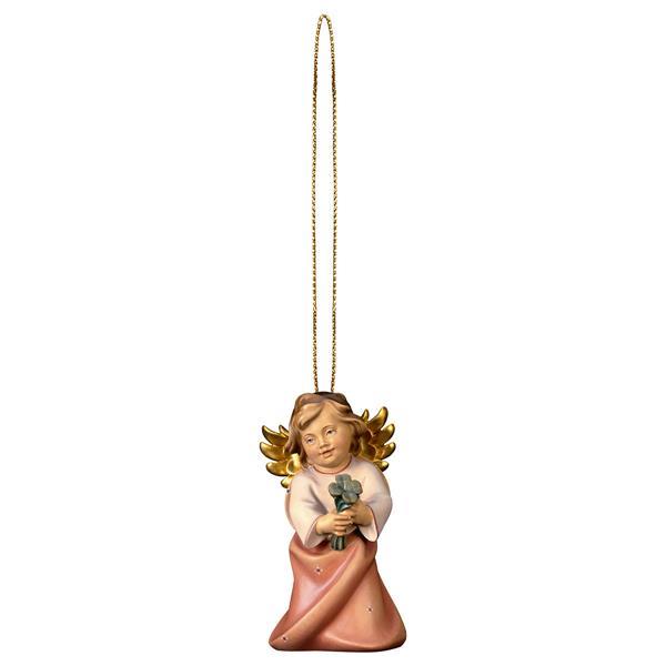 Heart Angel with four-clover with gold string - color