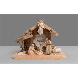 Capanna Notte Sacra + 8 figure Presepe Luce