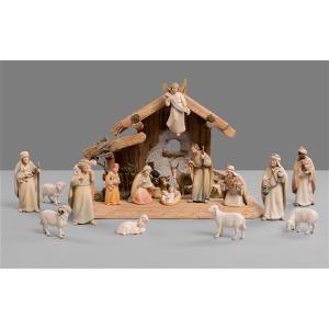 Capanna Notte Sacra + 17 figure Presepe Luce