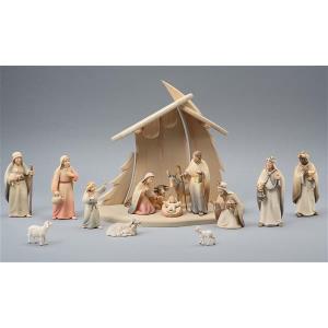 LI Stall Tannenbaum + 15 Figuren Licht Krippe