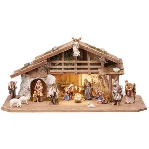 MA Nativity set 17 pcs - Alpine stable with lighting