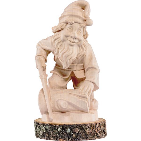 Gnome woodcutter on pedestal - natural