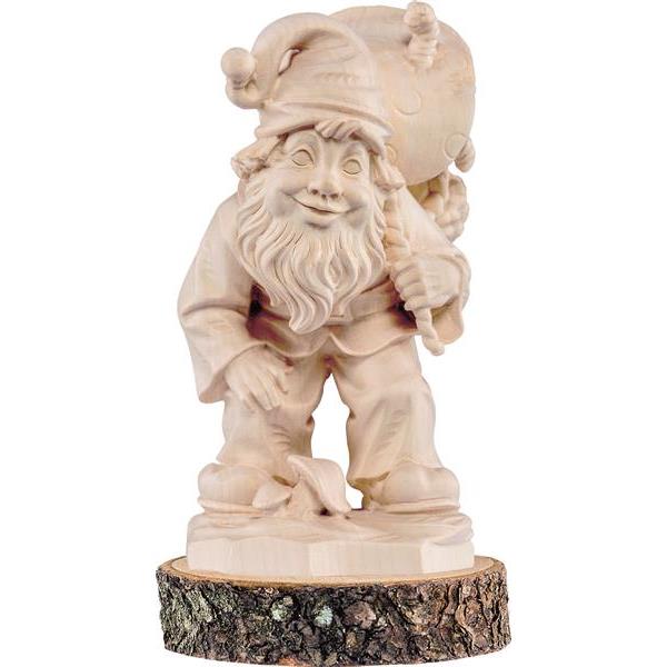 Gnome mushroom-picker on pedestal - natural