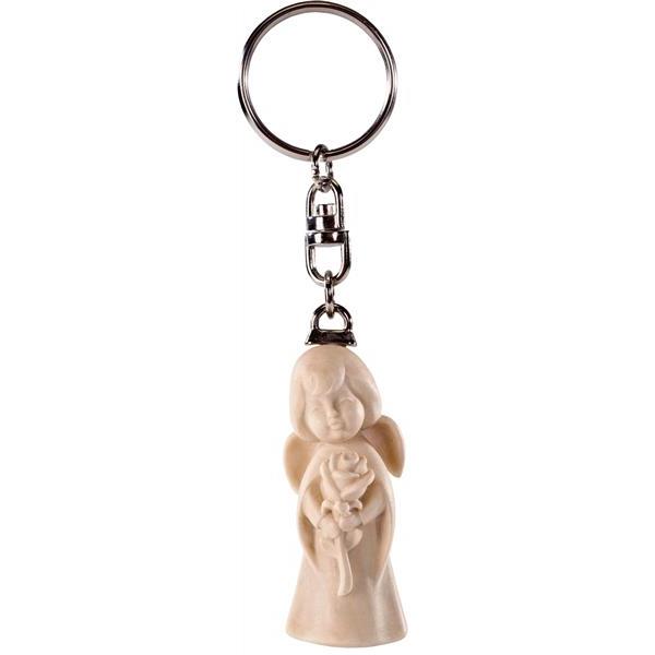 Key-ring dream angel with rose - natural