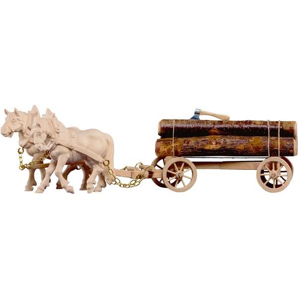 2 Draw-horses with woodcart - natural
