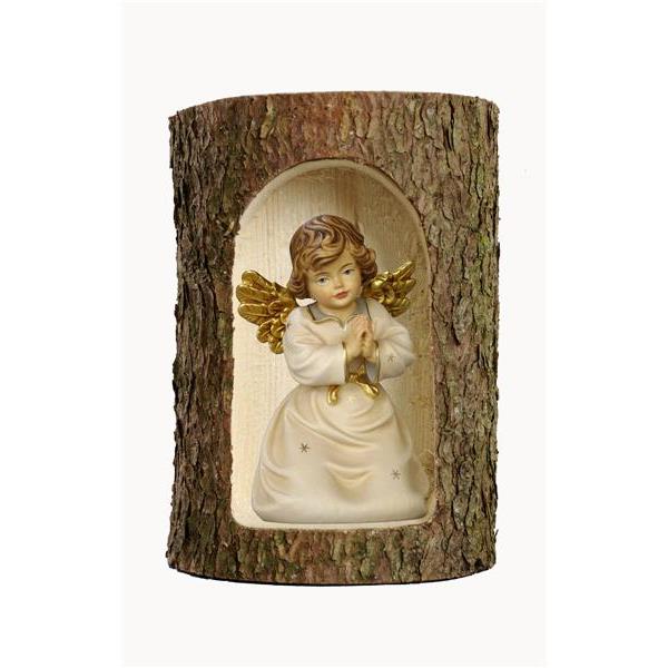 Bell angel praying in a tree trunk - color