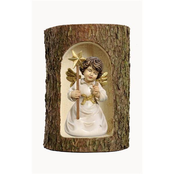 Bell angel with star in a tree trunk - color