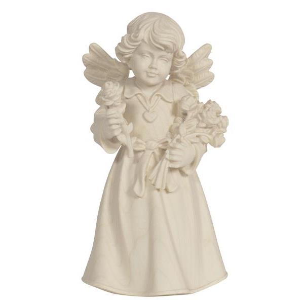 Bell angel standing with roses - natural