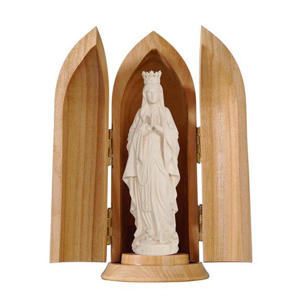 Madonna Lourdes with crown in niche - natural