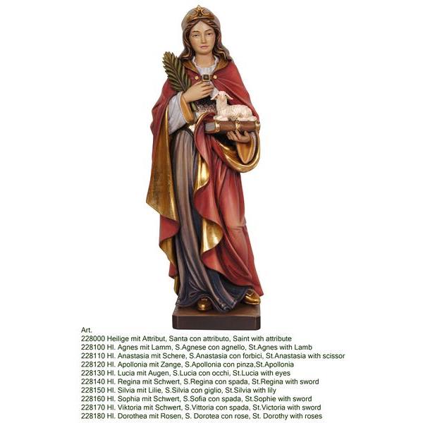Holy female figur with palm,book and attribute - color