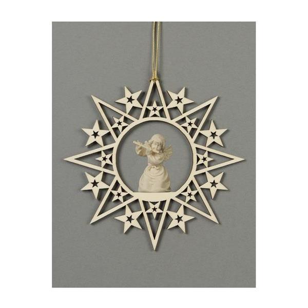 Star with stars-Bell angel with flute - natural