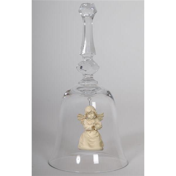 Crystal bell with Bell angel praying - natural