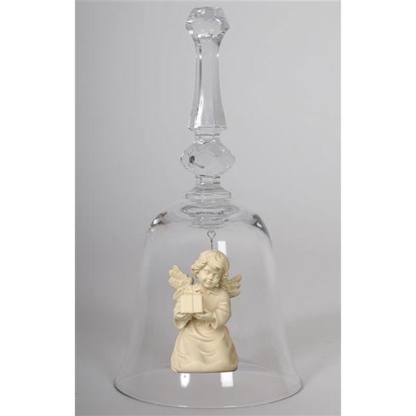 Crystal bell with Bell angel parcel - natural