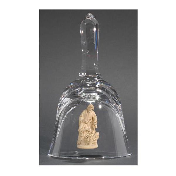 Crystal bell with Holy Night crib - natural