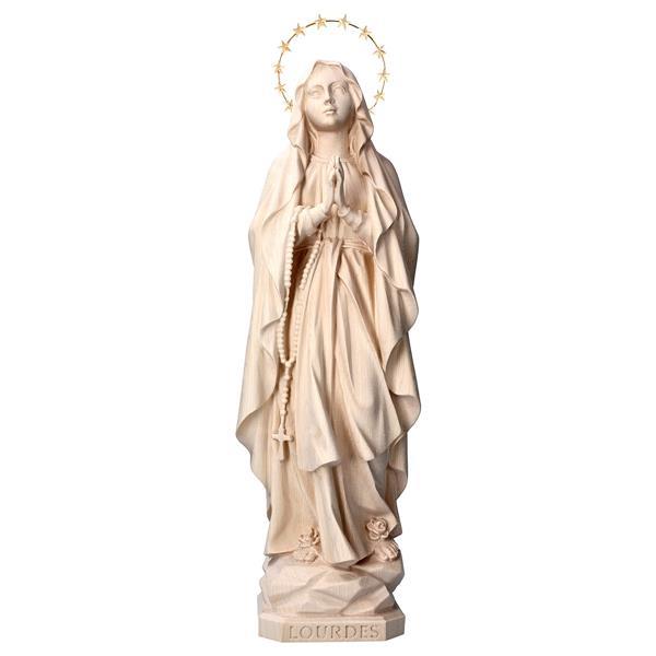 Our Lady of Lourdes with Halo 12 stars - Linden wood carved - natural