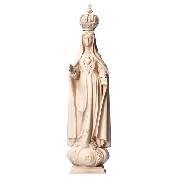 Sacred Heart of Mary of the Pilgrims with crown - Linden wood carved - natural