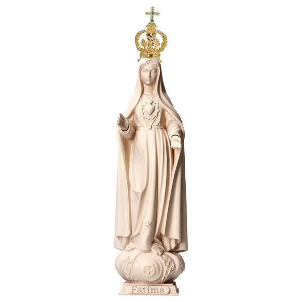 Sacred Heart of Mary Fátima with crown metal and crystals - natural