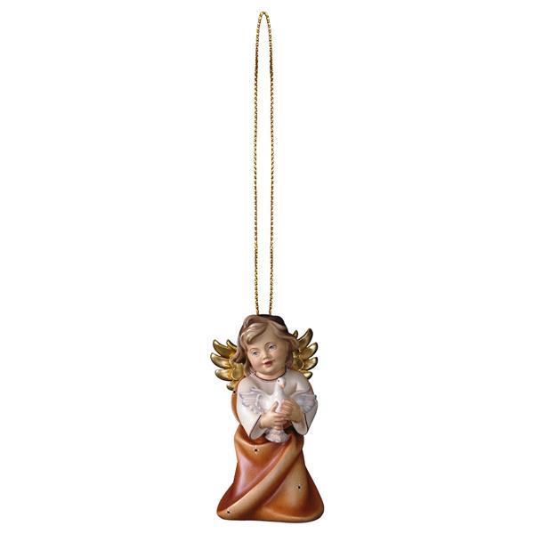 Heart Angel with dove with gold string - color