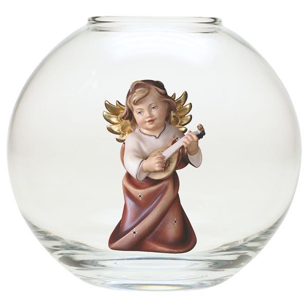 Heart Angel with lute - Glass sphere - color