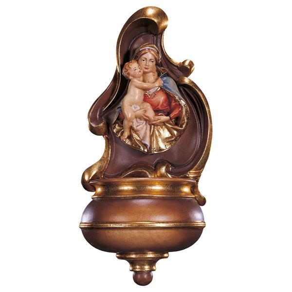 Holy water basin with Bustrelief of Blessed Mother - color