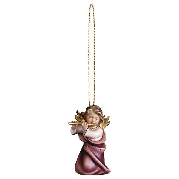 Heart angel with flute with gold string - color