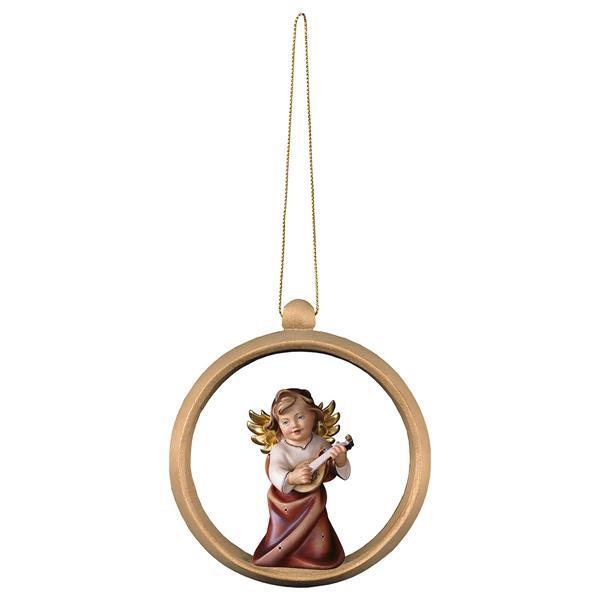 Heart Angel with lute - Wood sphere - color