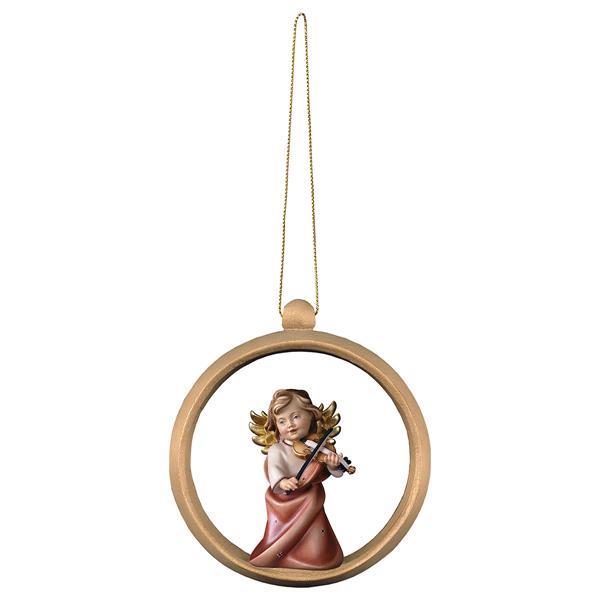Heart Angel with violine - Wood sphere - color
