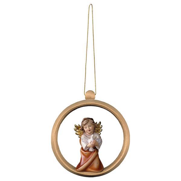 Heart Angel with dove - Wood sphere - color