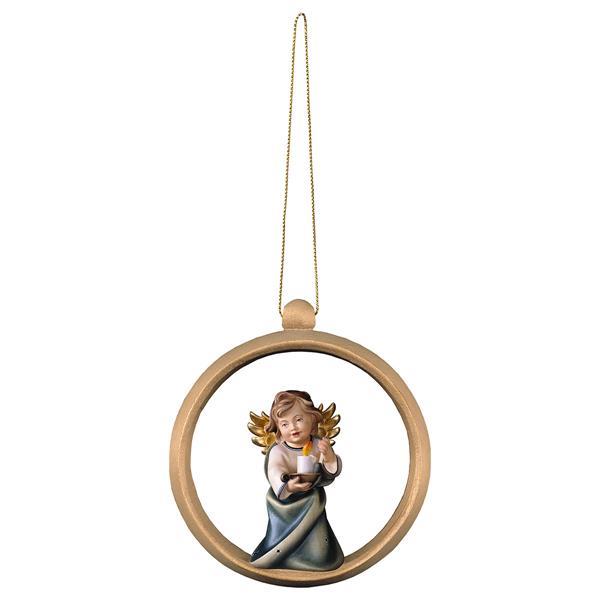 Heart Angel with candle - Wood sphere - color