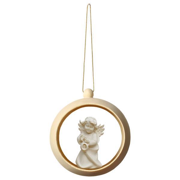 Heart Angel with lantern - Wood sphere - natural