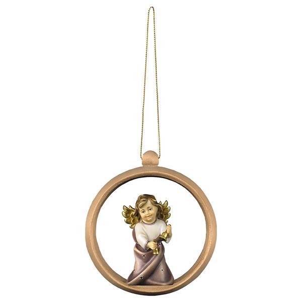 Heart Angel with bells - Wood sphere - color