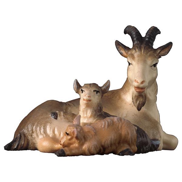 UL Goat with two lying kids - color