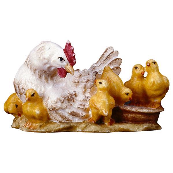 UL Lying hen with fledglings - color