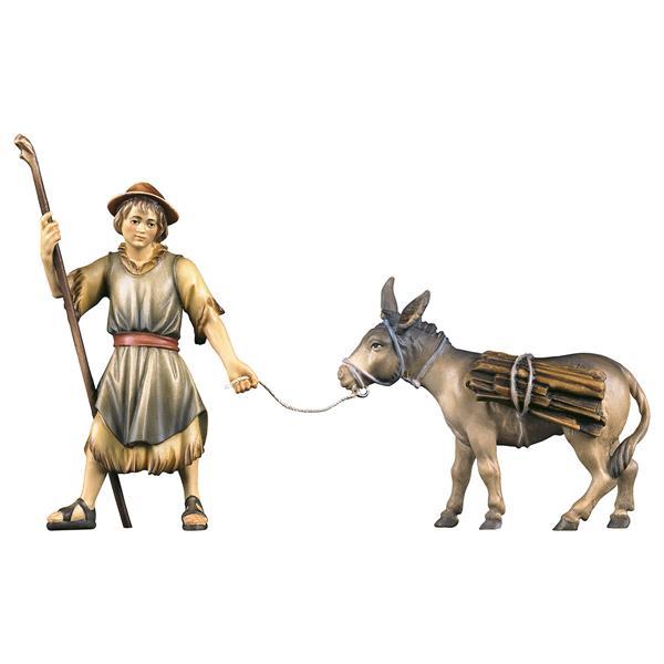 UL Pulling herder with donkey with wood - 2 Pieces - color