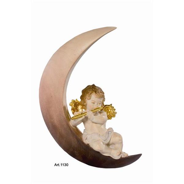 Putto on the moon with flute - water colors