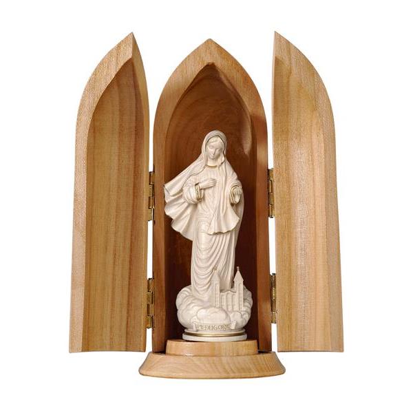 Madonna Medjugorie con chiesa in nicchia - cerato filo oro