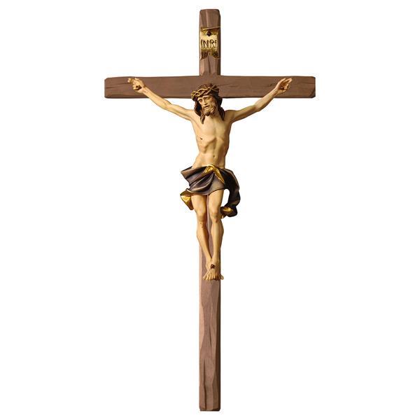 Crocifisso Nazareno - Croce diritta - Legno di tiglio scolpito - colorato