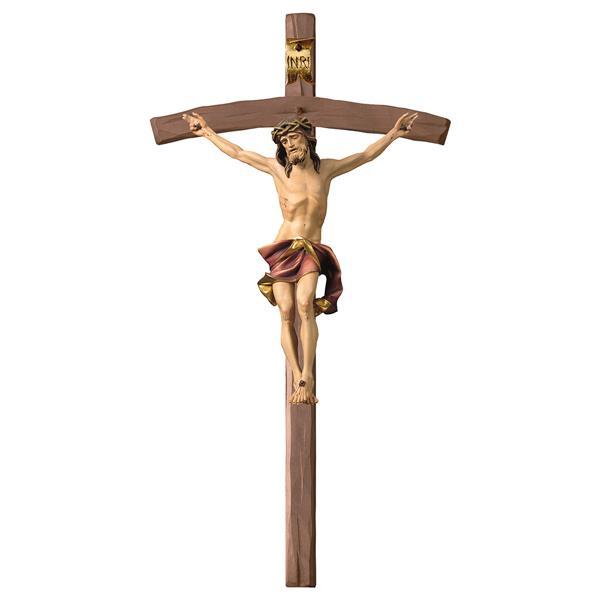 Crocifisso Nazareno - Croce curva - Legno di tiglio scolpito - colorato