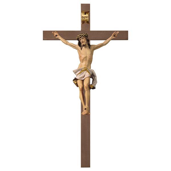 Crocifisso Nazareno - Croce liscia - Legno di tiglio scolpito - colorato