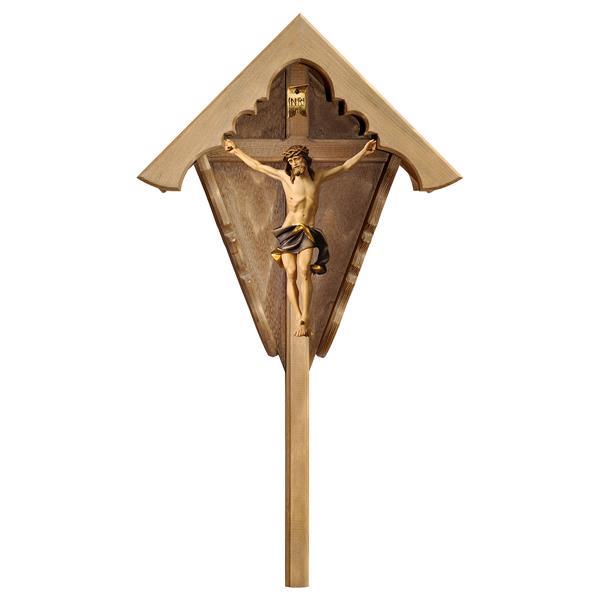 Crocifisso Nazareno - Croce da campo Abete - colorato