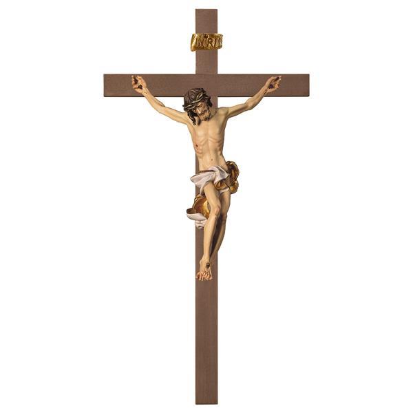 Crocifisso Barocco - Croce liscia - Legno di tiglio scolpito - colorato