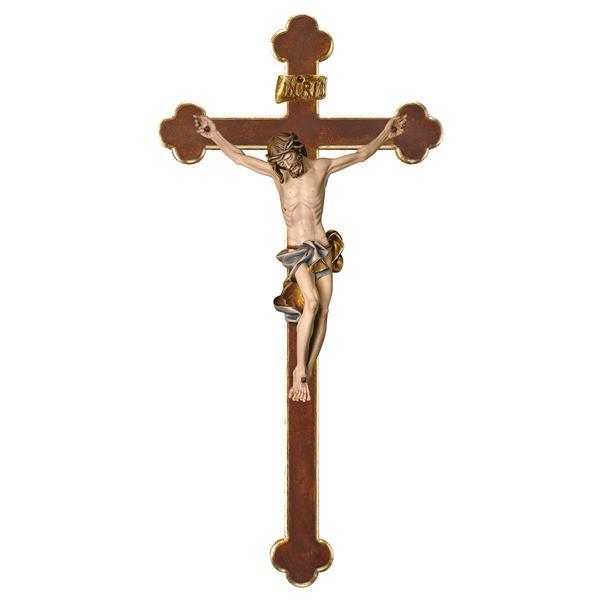 Crocifisso Barocco - Croce barocca - Legno di tiglio scolpito - colorato