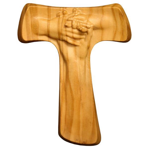 Croce della pace Tau - naturale legno olivo